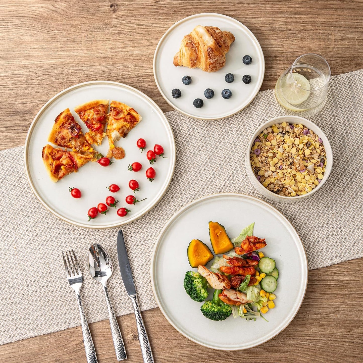 AmorArc Ceramic Dinnerware Sets, Handmade Reactive Glaze Stoneware Plates and Bowls Sets,Highly