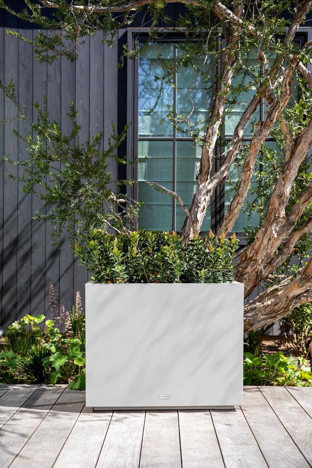 Veradek Block Series Span Plastic Planter - Tall Rectangular Planter for Indoor or Outdoor