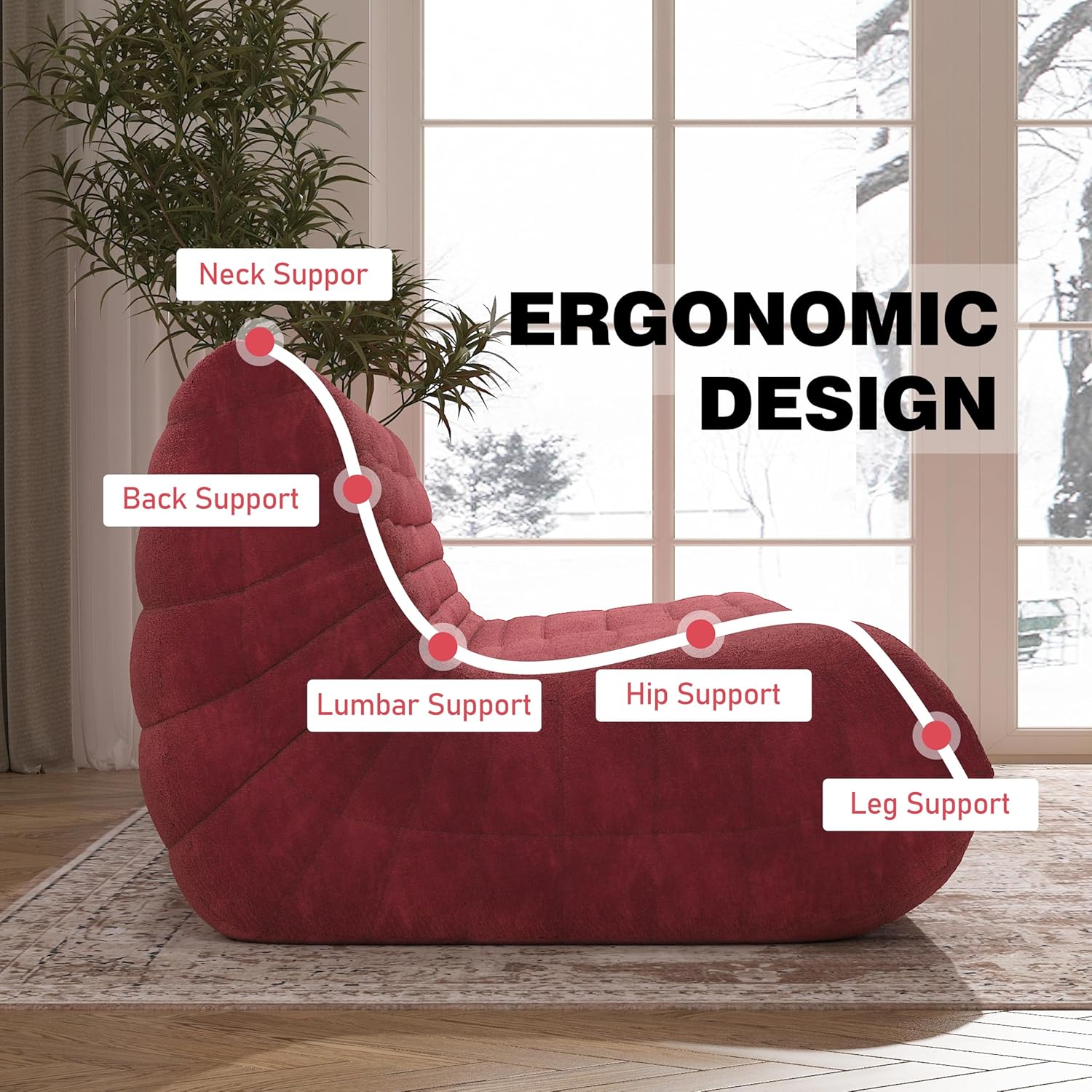 Big Bean Bag Chairs for Adults, 3 Seater Large Bean Bag Sofa, Fireside Chair Lazy Sofa Chair with