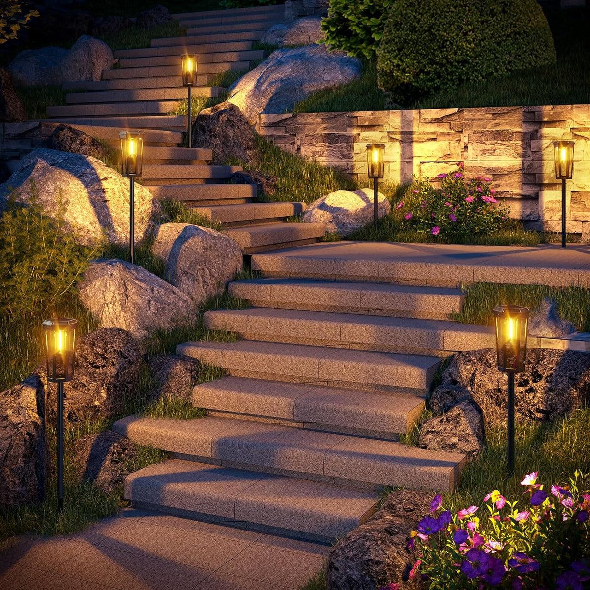 KINKAI Solar Pathway Lights Outdoor - 6 Pack Solar Garden Lights Driveway Light Landscape Lighting