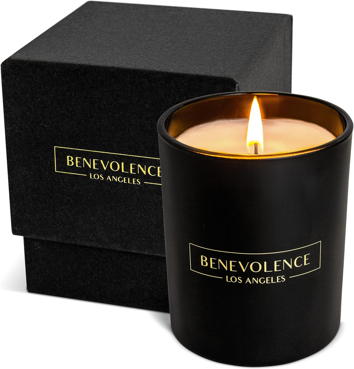 Benevolence LA Lavender & Lilac Scented Candle | Soy Candles, Black Candle for Home | Gifts for
