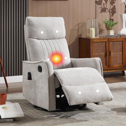 Manual Swivel Rocker Recliner Chair for Adults, Overstuffed Reclining Glider Chair for Nursing with