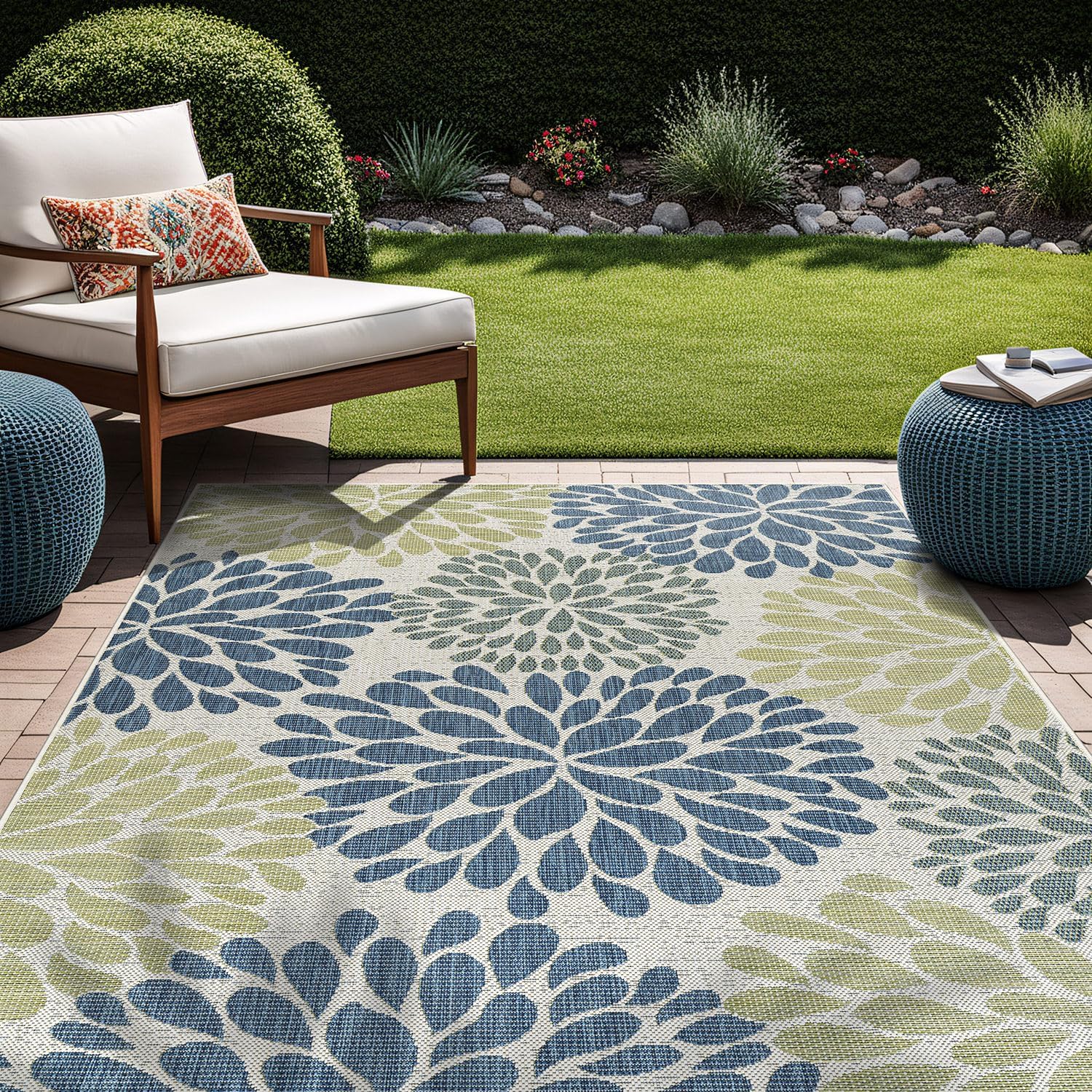 Beverly Rug Outdoor Rug 10x14 Modern Exotic Tropical Leaf Area Rugs for Indoor and Outdoor Patio