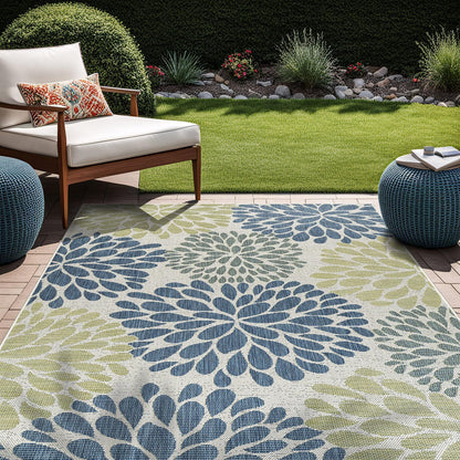 Beverly Rug Outdoor Rug 10x14 Modern Exotic Tropical Leaf Area Rugs for Indoor and Outdoor Patio