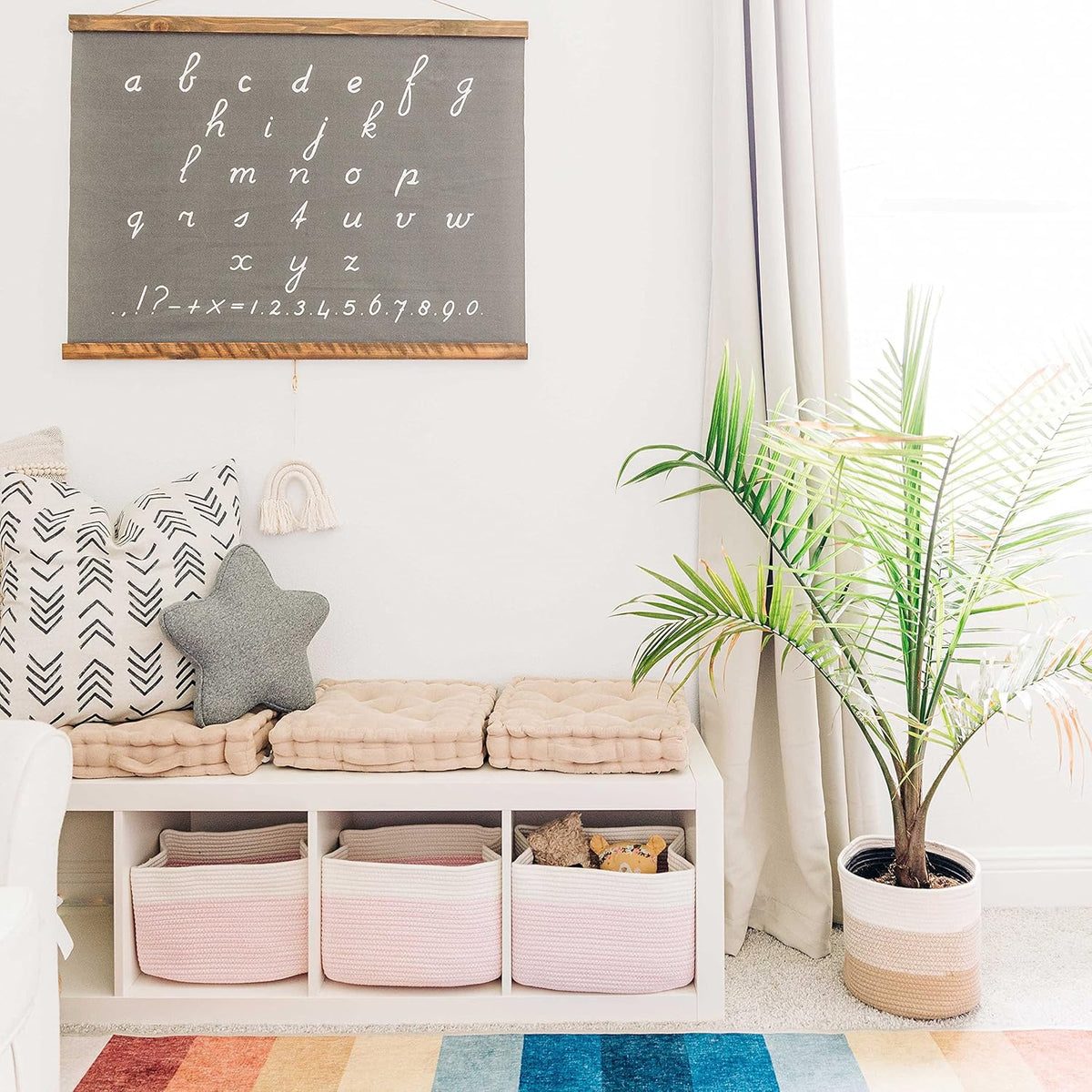 OrganiHaus Set of 3 Woven Storage Baskets for Organizing, Cotton Rope Organizer Bins for Shelves