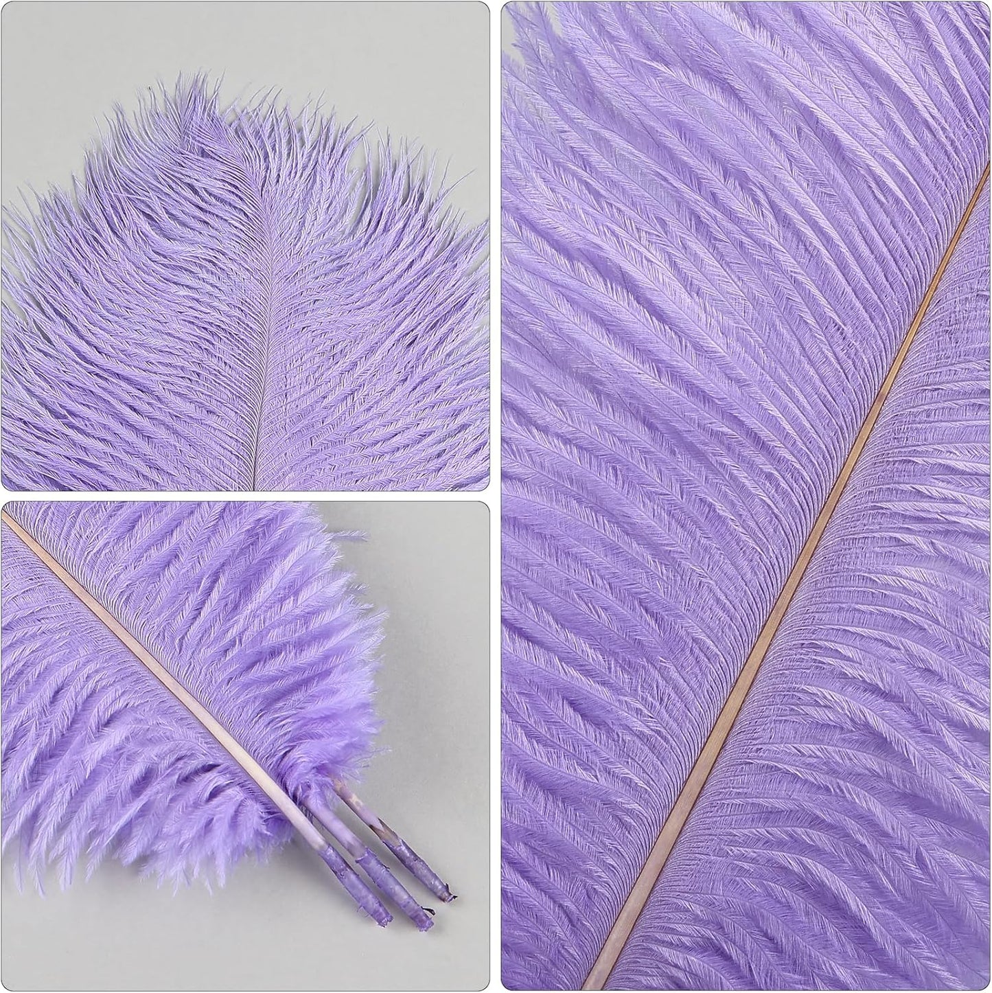 THARAHT Lavender Ostrich Feathers 12pcs Natural Bulk 10-12Inch 25cm-30cm for Crafts Wedding Party