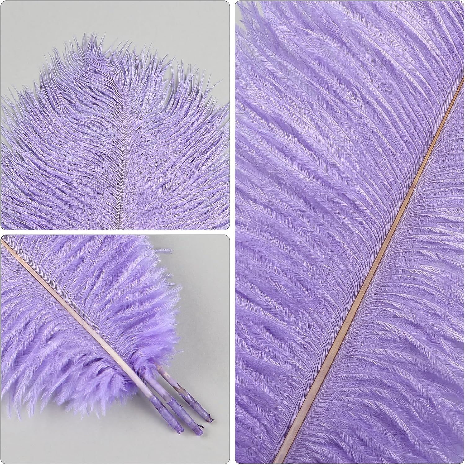 THARAHT Lavender Ostrich Feathers 12pcs Natural Bulk 8-10Inch 20cm-25cm for Crafts Wedding Party