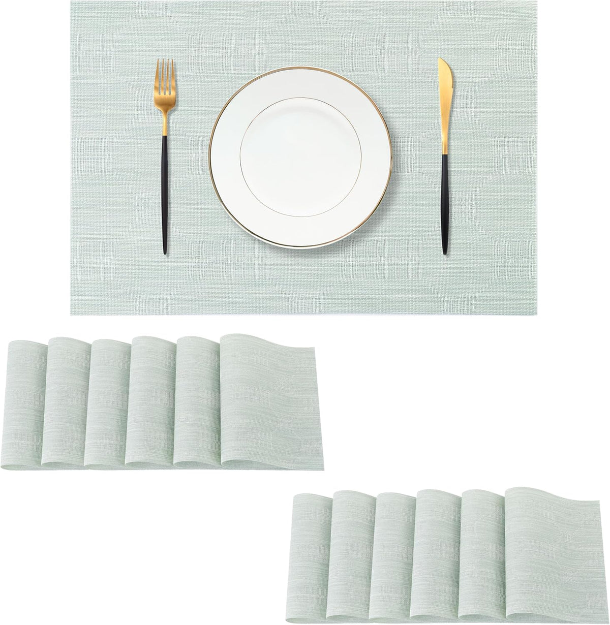 Leetaltree Mint Cream Placemats Set of 12 - Heat Resistant Non-Slip Place mats for Dining Table