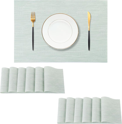 Leetaltree Mint Cream Placemats Set of 12 - Heat Resistant Non-Slip Place mats for Dining Table