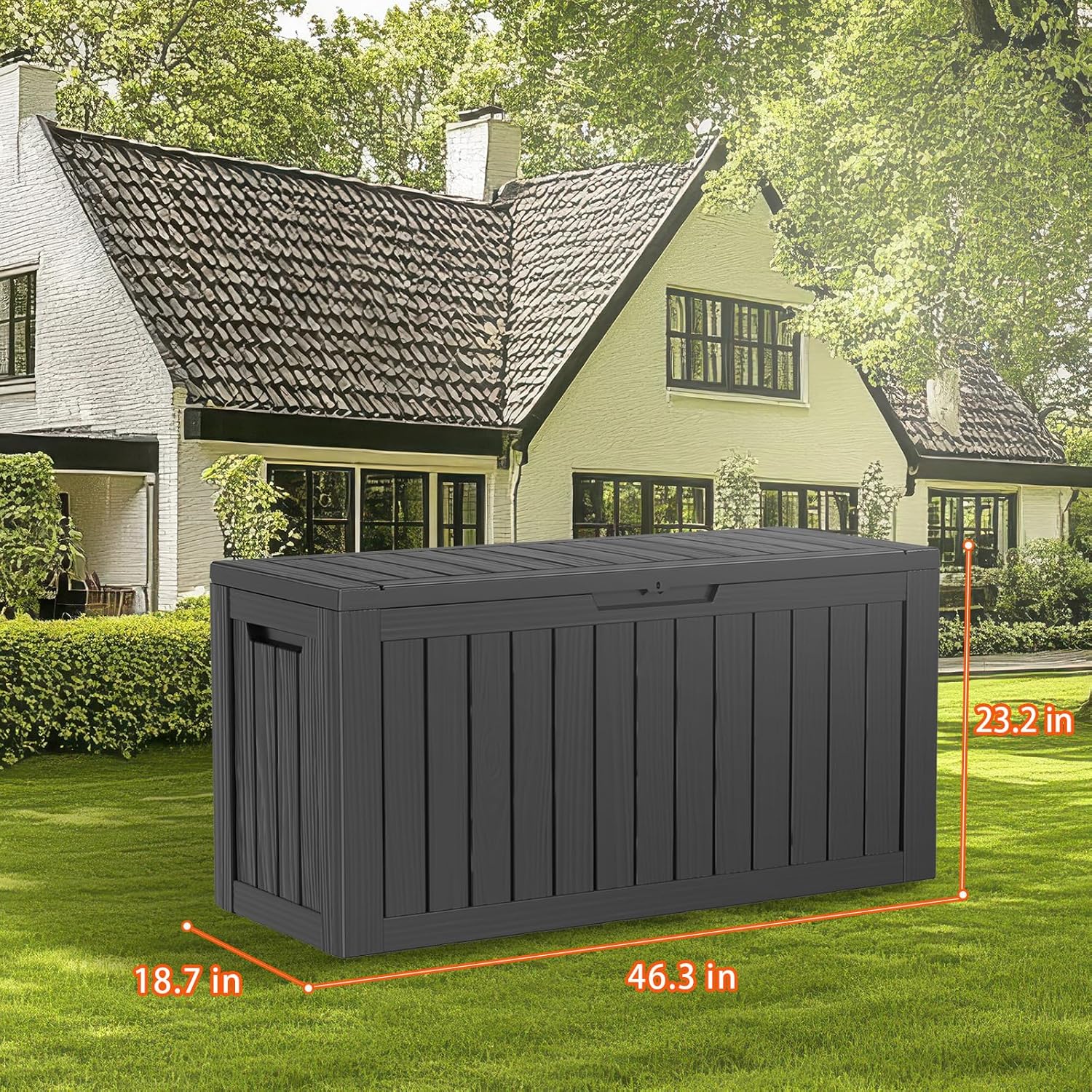 DRATO 80 Gallon Deck Box, Outdoor Storage Box for Patio Furniture, Patio Cushions, Gardening Tools