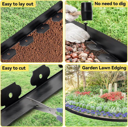 GOTGELIF No Dig Landscape Edging Border, 2'' Tall 40FT Garden Edging Kit with 60pcs Anchoring