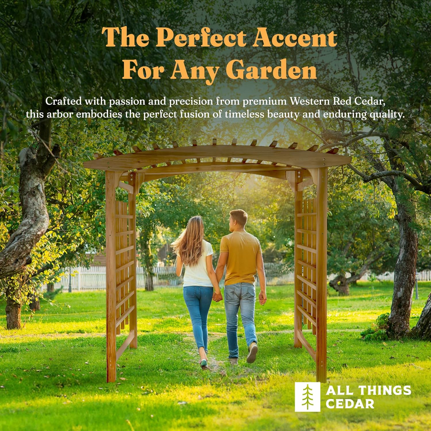 All Things Cedar 8-Foot Pagoda Arbor Garden Arch Trellis for Climbing Plants, Transform Garden or