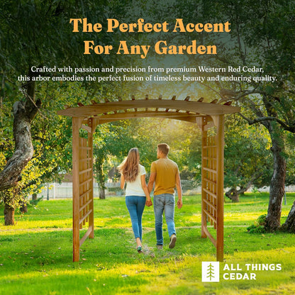 All Things Cedar 8-Foot Pagoda Arbor Garden Arch Trellis for Climbing Plants, Transform Garden or