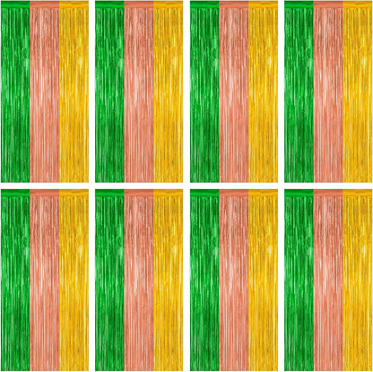 12 Pack Hawaiian Party Decorations, 3.28 FT x 7.05 FT Luau Party Decorations, Green Brown Yellow
