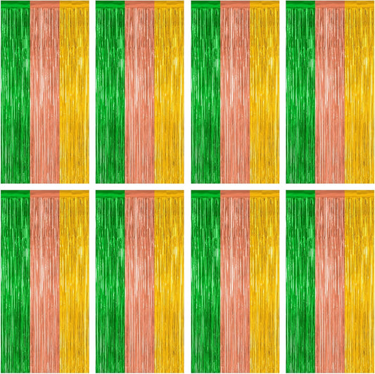 12 Pack Hawaiian Party Decorations, 3.28 FT x 7.05 FT Luau Party Decorations, Green Brown Yellow