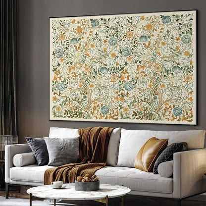 SIGNWIN 60"x72" Extra Large Framed Wall Art Vintage Botanical Floral with Golden and Teal Leaves