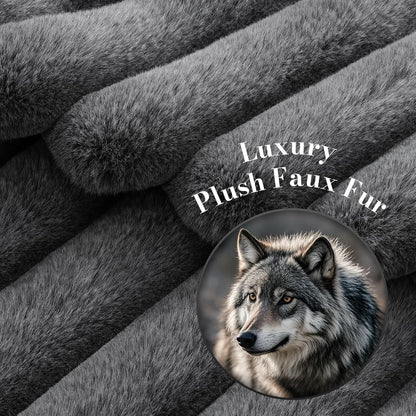 Amélie Home Faux Fur Throw Blanket for Couch, Ultra Cozy Fuzzy Fluffy Fur Luxurious Soft Striped