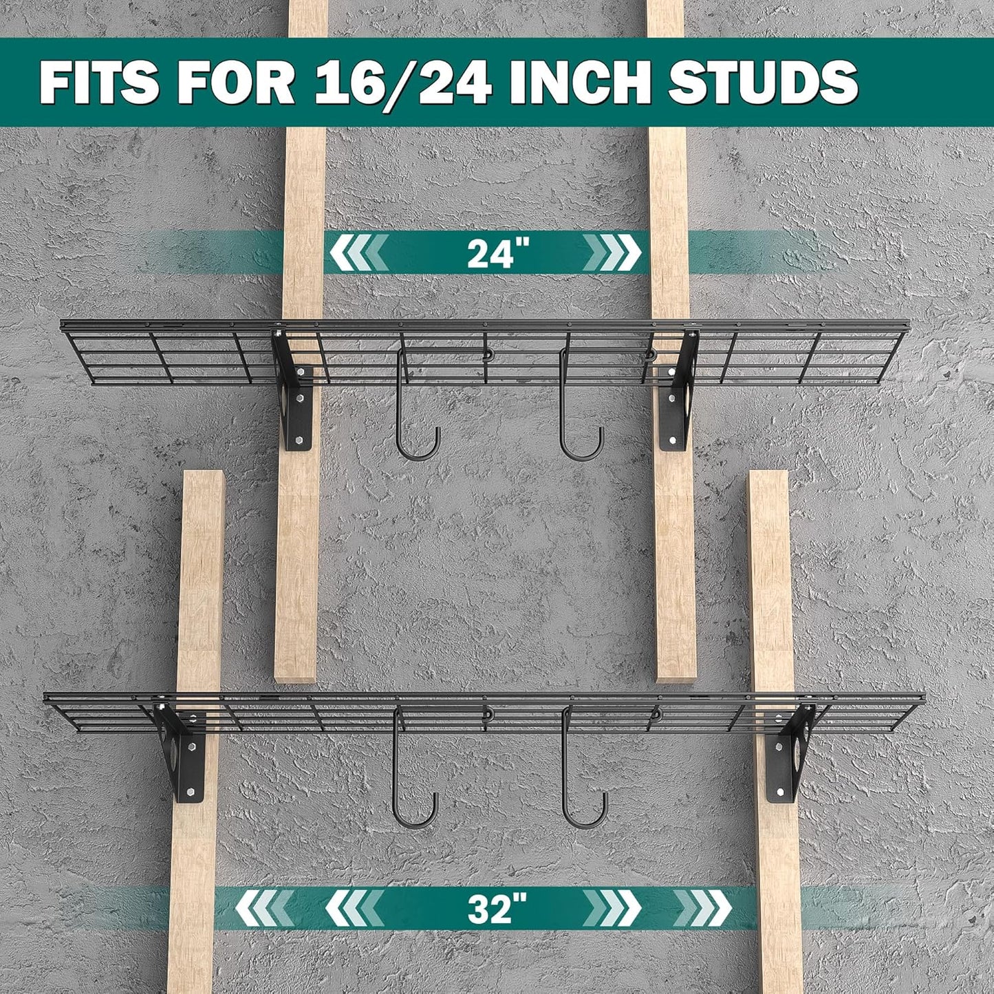 EVERHANGER Garage Wall Shelves, 12 X 48 Inch Wall Mounted Storage Shelves, Heavy Duty Metal