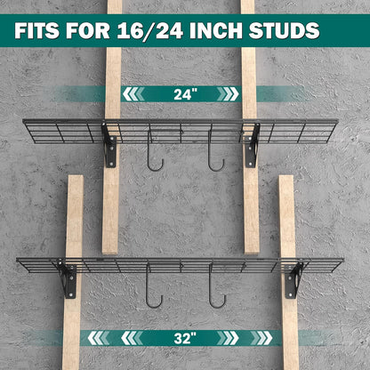 EVERHANGER Garage Wall Shelves, 12 X 48 Inch Wall Mounted Storage Shelves, Heavy Duty Metal