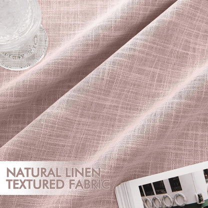 MIULEE Baby Pink 100% Blackout Linen Curtain 120 Inch 2 Panel Set Double Sided No Coating Pinch
