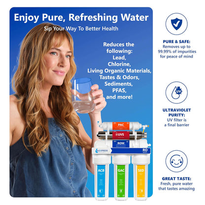 Express Water Ultraviolet Reverse Osmosis Water Filtration System – 6 Stage RO UV Water Filter with