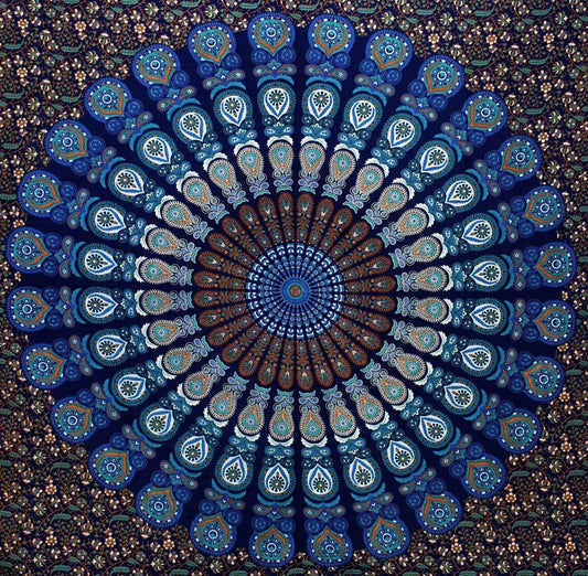 Bless International Handmade Indian hippie Bohemian Psychedelic Peacock Mandala Wall hanging