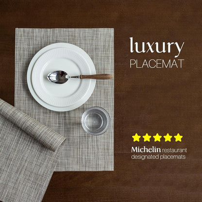 LEXMORE PlaceMats Set of 12 Vinyl/Plastic Woven Place Mats for Kitchen Table Indoor/Outdoor