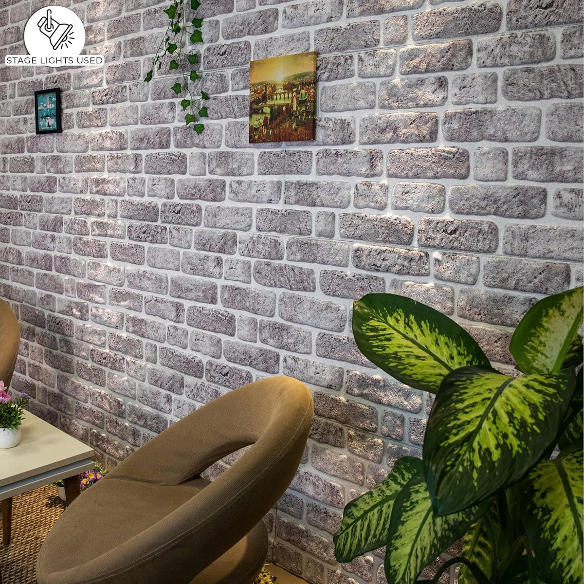 Dundee Deco 3D Wall Panels Faux Brick - Cladding, White Grey Stone Look Wall Paneling, Styrofoam