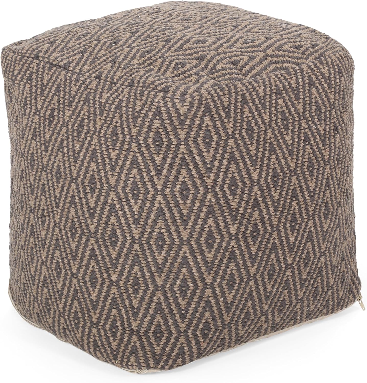 GDFStudio Boho Handmade Fabric Cube Pouf Ottoman Foot Stool - Bean Bag Floor Chair - Foot Rest