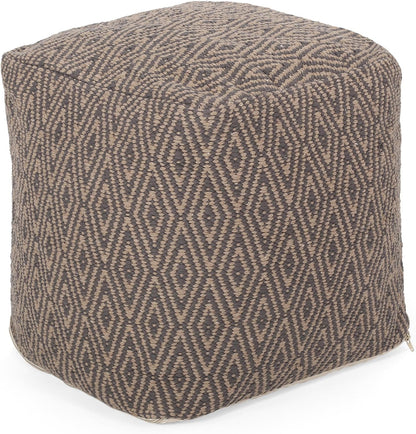 GDFStudio Boho Handmade Fabric Cube Pouf Ottoman Foot Stool - Bean Bag Floor Chair - Foot Rest