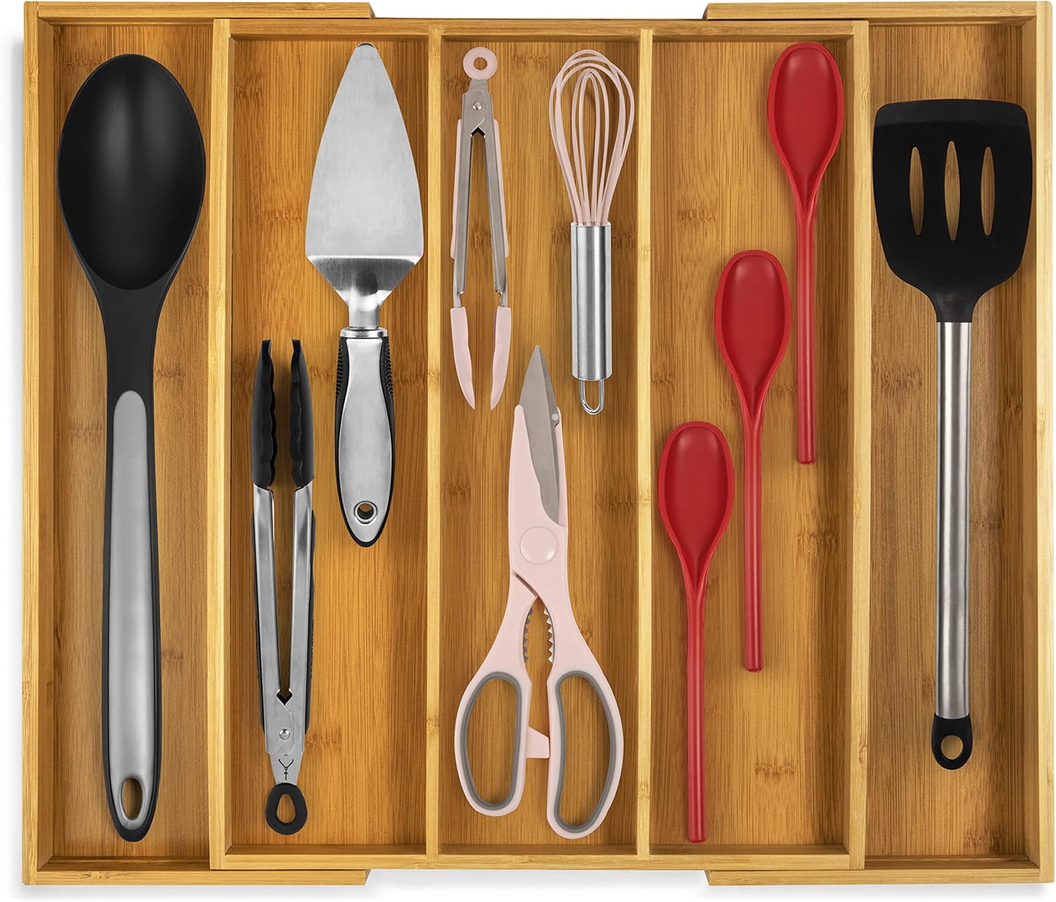 Purawood Kitchen Drawer Organizer - Expandable Utensil Drawer Organizer for Kitchen, Cutlery Tray &