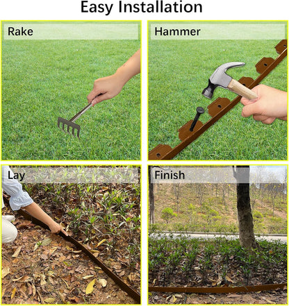 Landscape Edging Border 33 FT with 30 Spikes,No Dig Garden Edging Lawn Border [Extra Tall 4IN