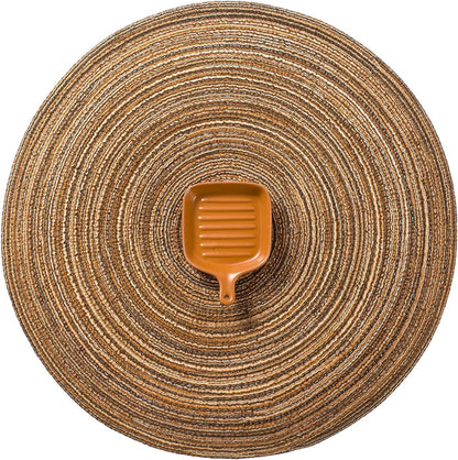 AHHFSMEI Round Braided Placemats Set of 6 Round Table Mats for Dining Tables Natural Woven Heat