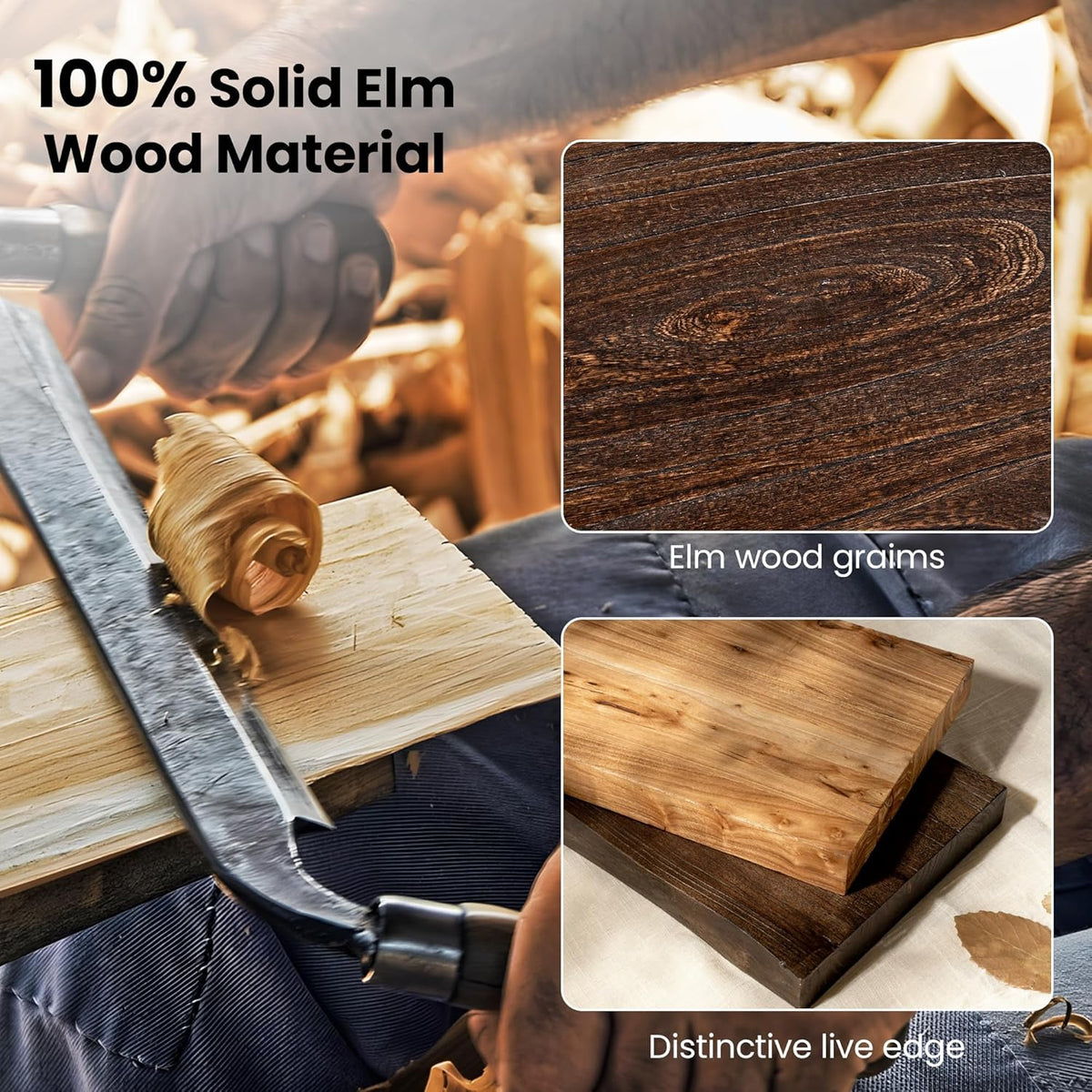 Fun Memories Floating Shelves for Wall, 24"x9.3" Rustic Solid Elm Wood Shelves, Heavy-Duty Wall