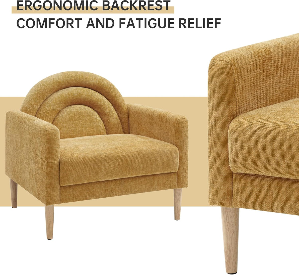 Accent Chair Reading Chair with Armrest, Small Comfy Chair for Small Spaces, Modern Linen
