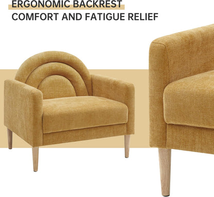 Accent Chair Reading Chair with Armrest, Small Comfy Chair for Small Spaces, Modern Linen