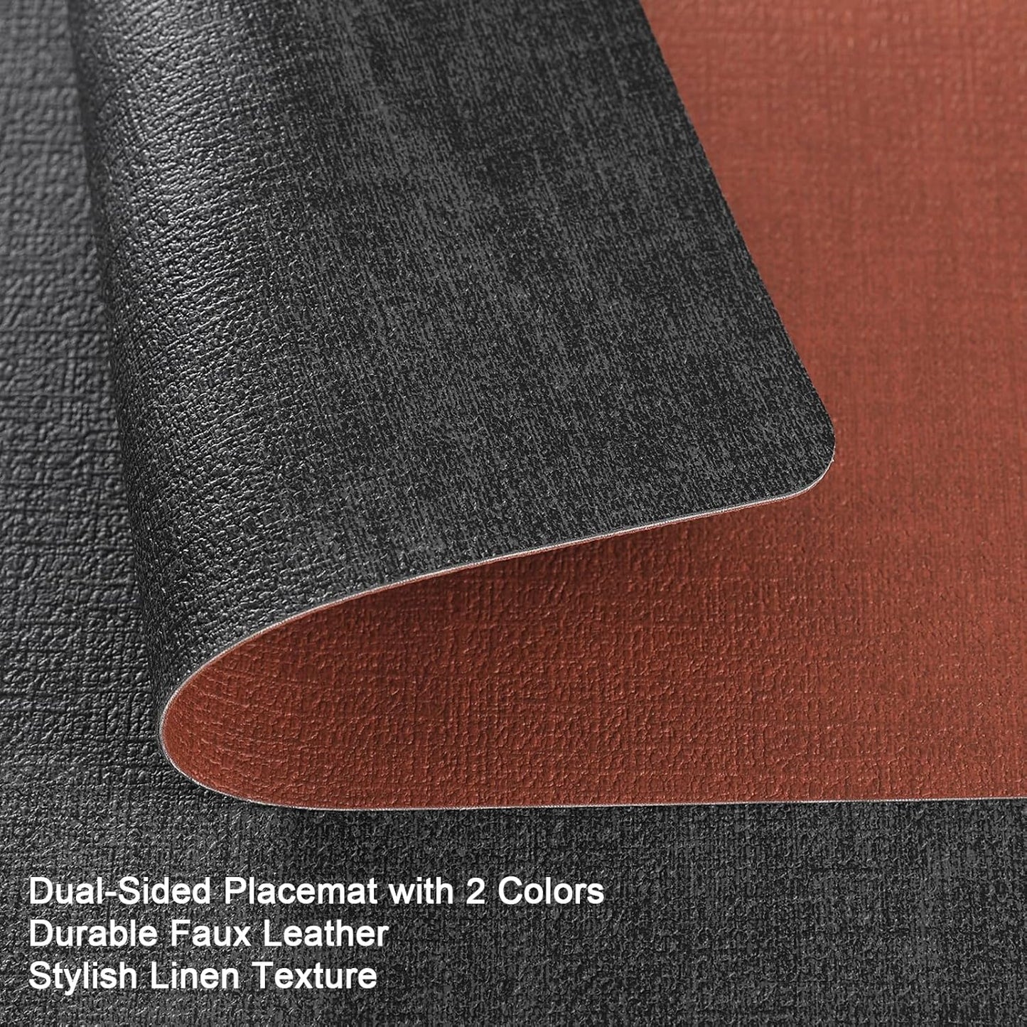 Myir JUN Placemats Dual Sided, Faux Leather Place Mats Set of 6 Indoor for Dining Table Non-Slip