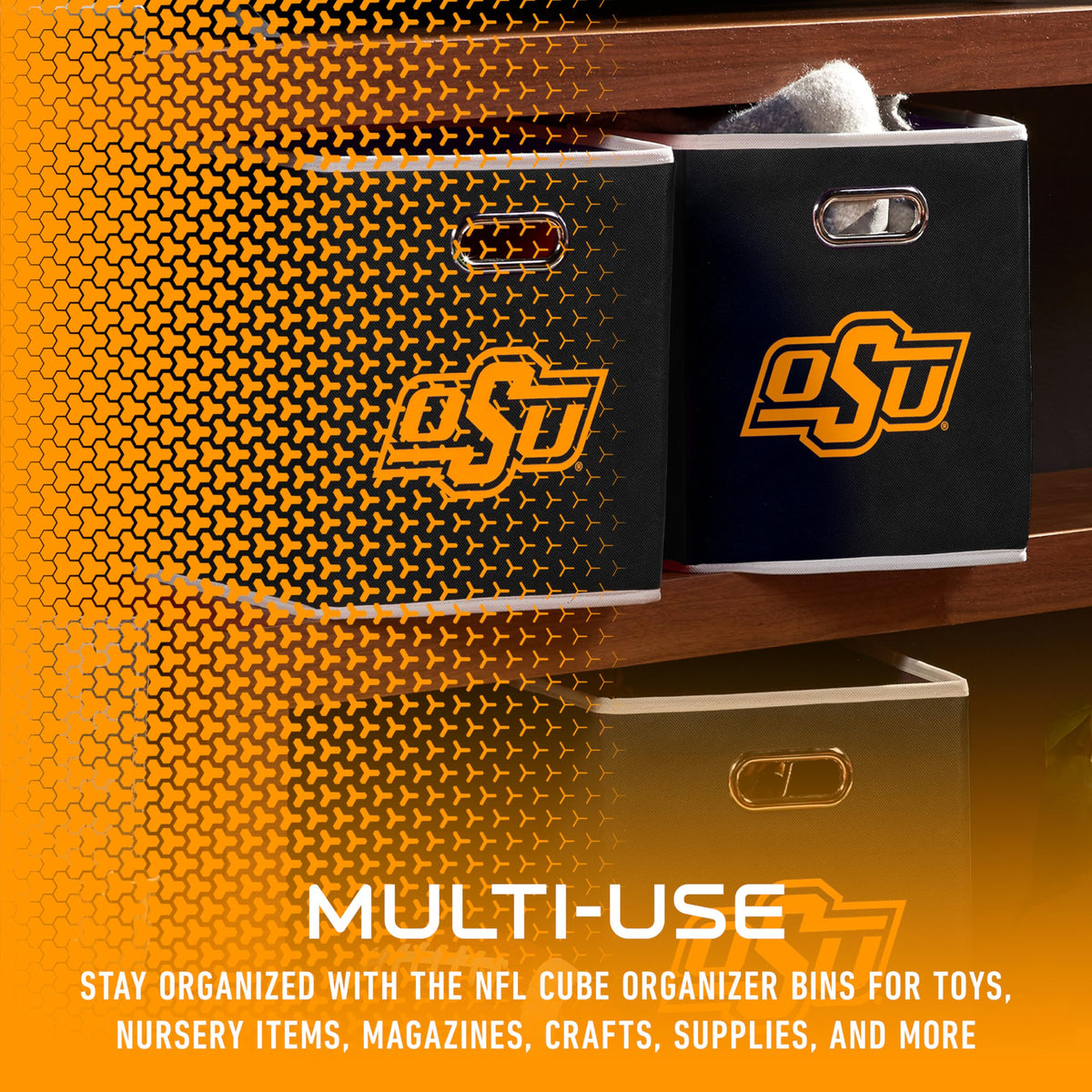 Franklin Sports NCAA Storage Bin - Cube Organizer - Oklahoma State