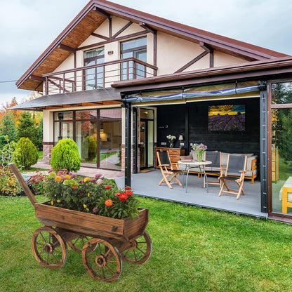 Garden Wooden Decor Rustic Flower Pot,Planters Wagon Indoor Outdoor Backyard Balcony Decor,for