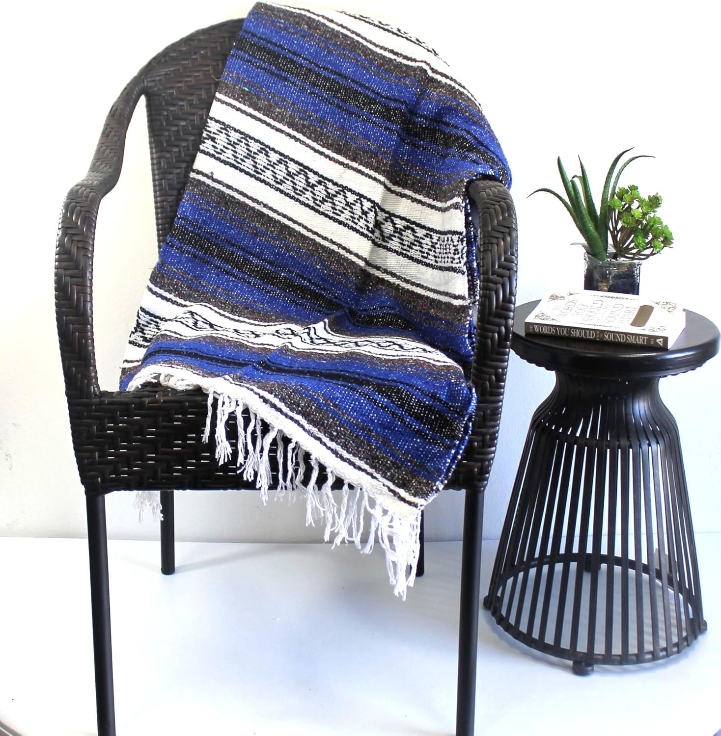 Del Mex Classic Mexican Blanket, Large Authentic Woven Falsa Throw (70"x50"), Artisan Southwest