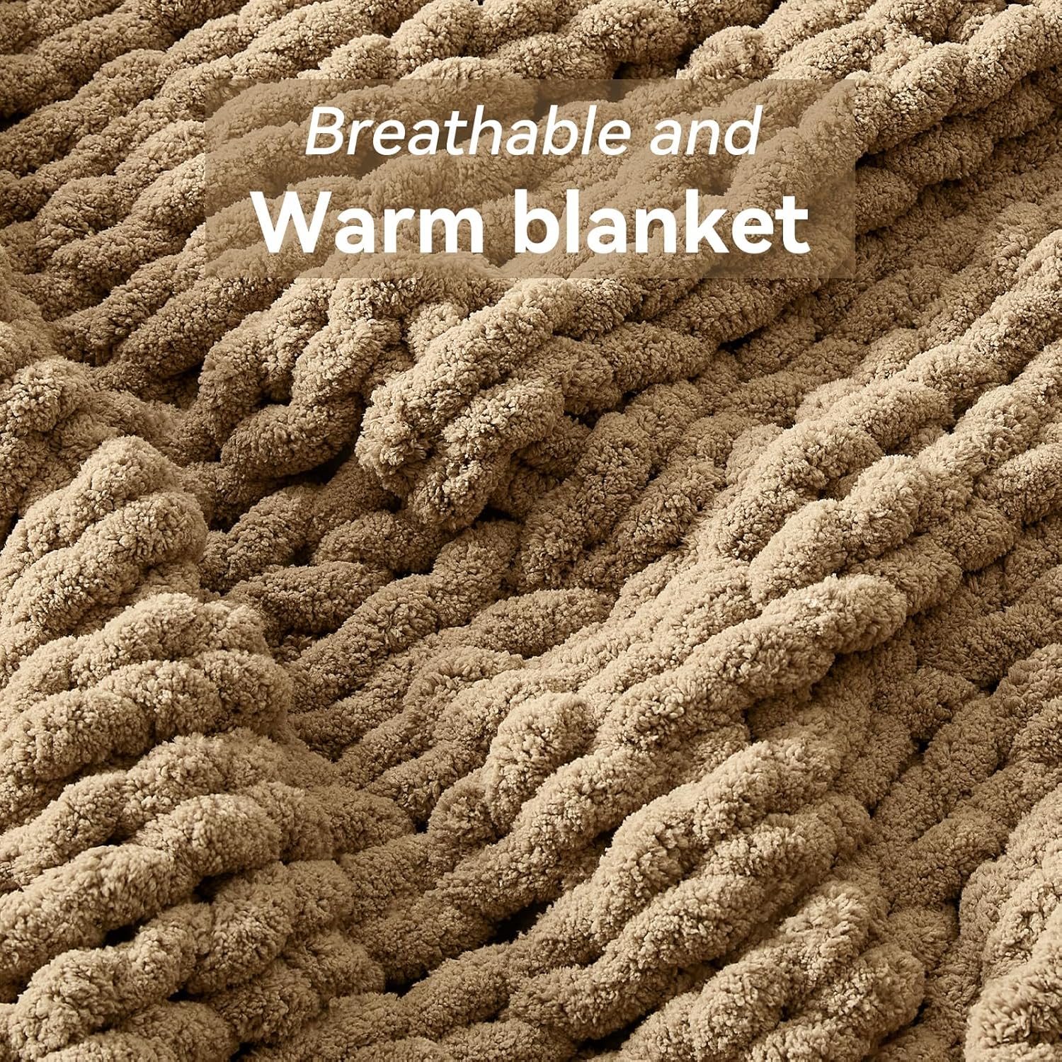 Chunky Knit Throw Blanket, 30''*40'' Knitted Throw Chenille Yarn for Bed Couch, Handmade Light