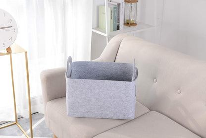 Storage Basket Felt Storage Bin Collapsible& Convenient Box Organizer with Carry Handles for Office