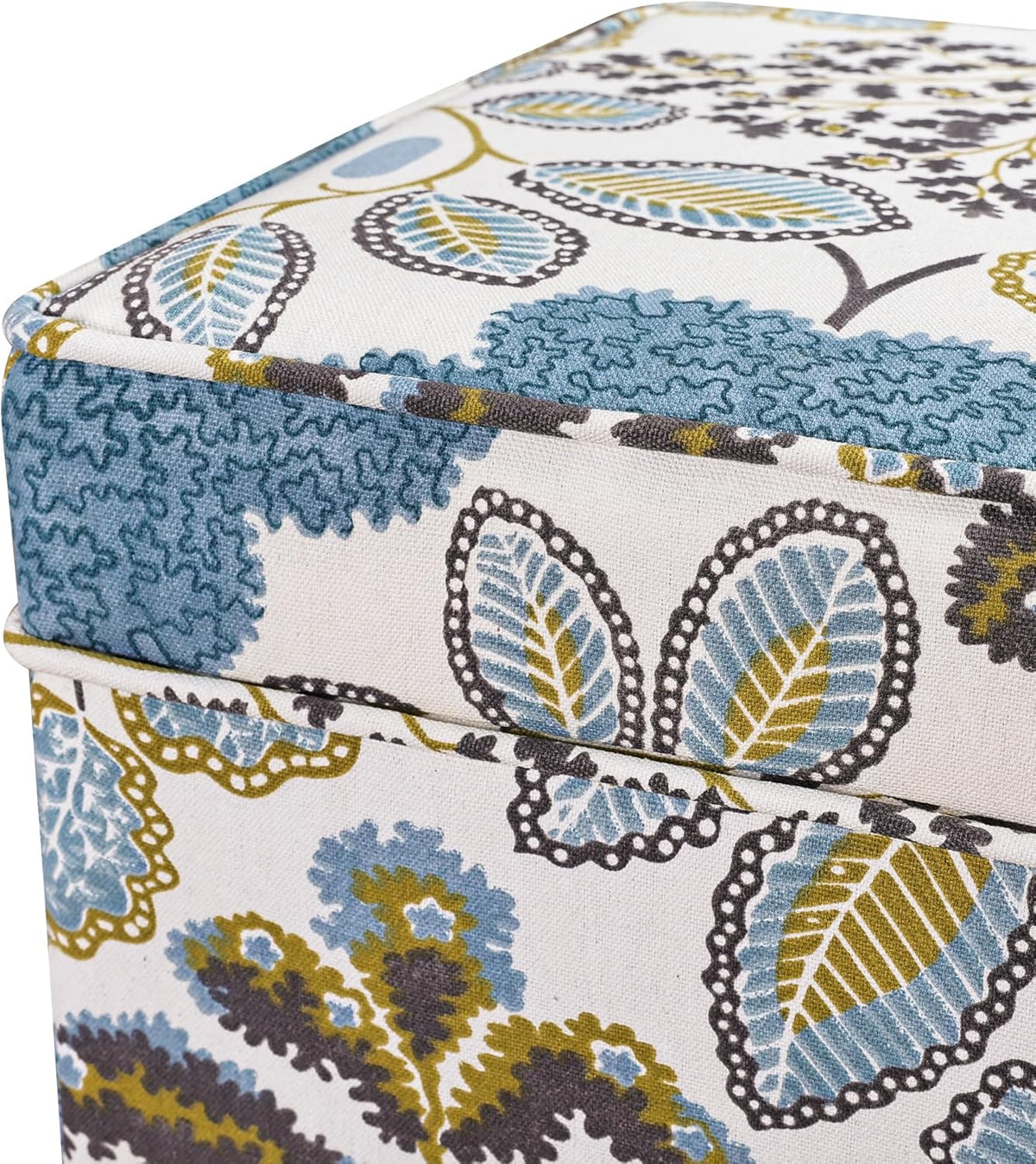 Adeco 18 Inch High Cube Ottoman Storage, Linen Chair Foot Stools, Upholstered Vanity Stool with