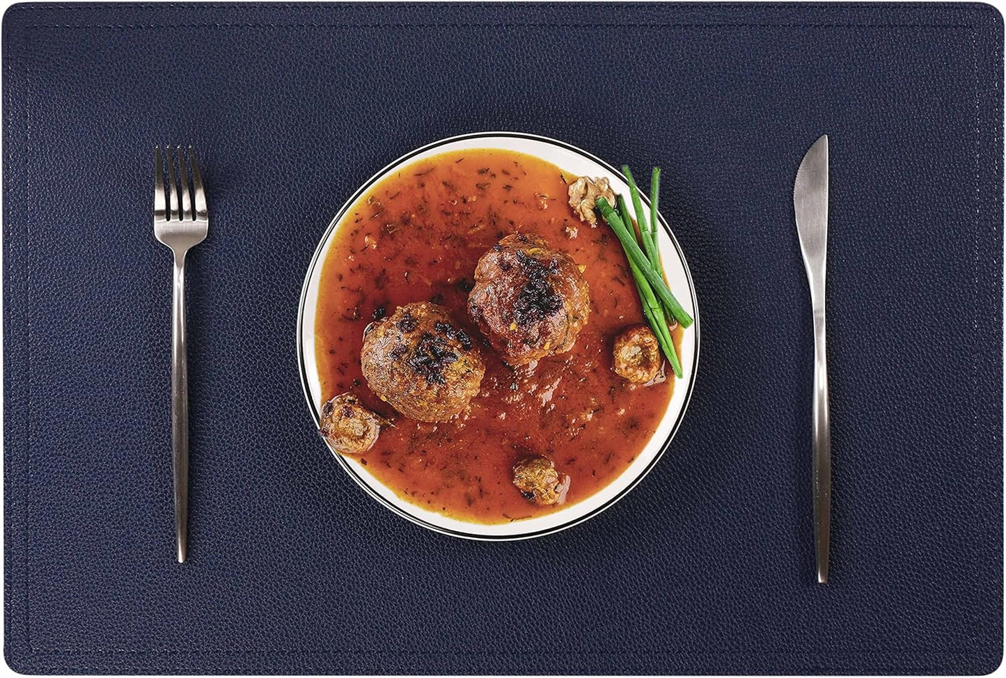 Set of 6 Faux Leather Placemats, PU Table Mats, Waterproof, Stain Resistant, Heat Resistant