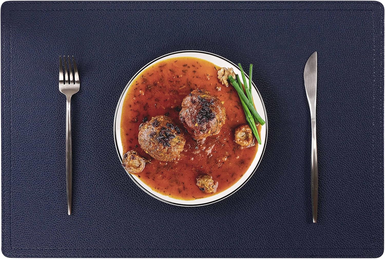 Set of 6 Faux Leather Placemats, PU Table Mats, Waterproof, Stain Resistant, Heat Resistant