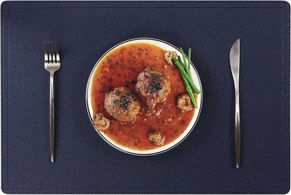 Set of 6 Faux Leather Placemats, PU Table Mats, Waterproof, Stain Resistant, Heat Resistant