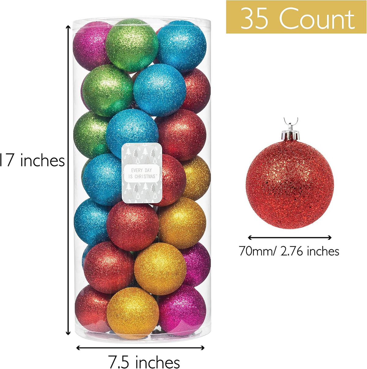 Every Day is Christmas Ornaments, Shatterproof Christmas Tree Ornament Set, Christmas Balls