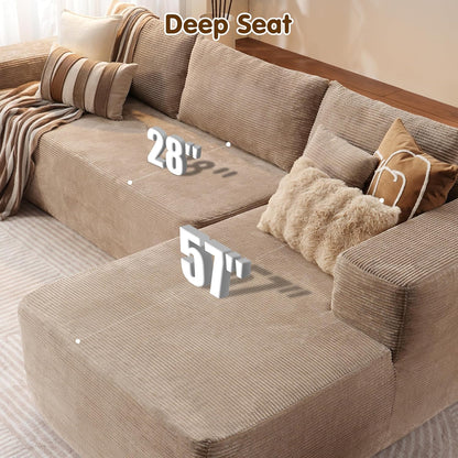 ovios 104" Cloud Sectional Couch with L-Shape Chaise,Modern Modular Sofa with Deep Seat