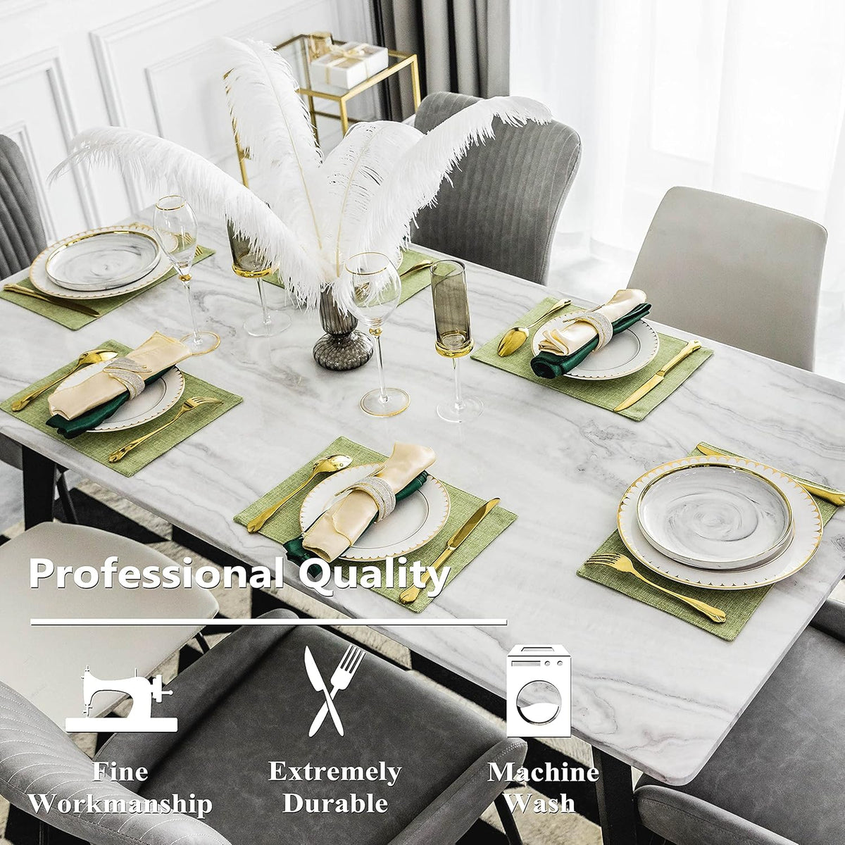 Home Brilliant Cloth Placemats Set of 6 Heat Resistant Dining Table Place Mats Kitchen Table Mats