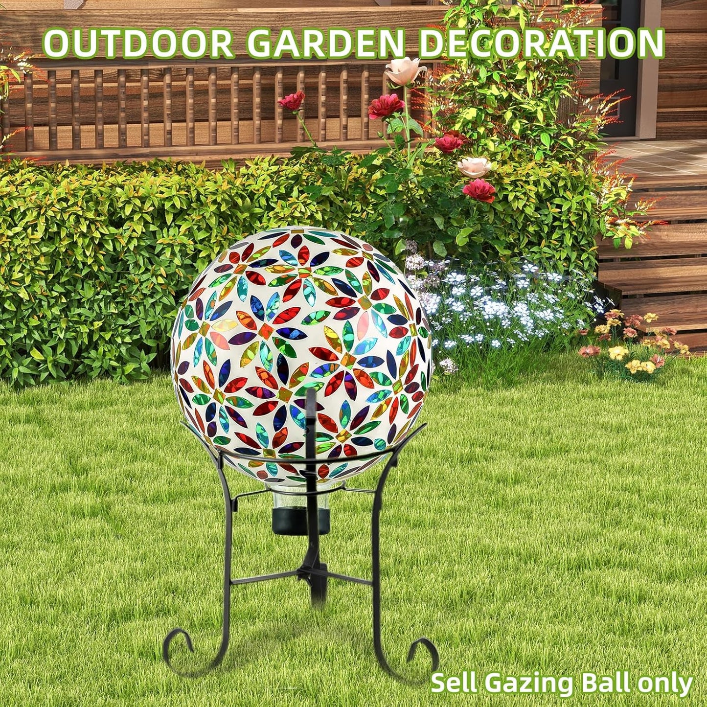 VOREEN Mosaic Glass Gazing Ball Outdoor Gazing Globe, Reflective Ball Yard Decoration for Homes